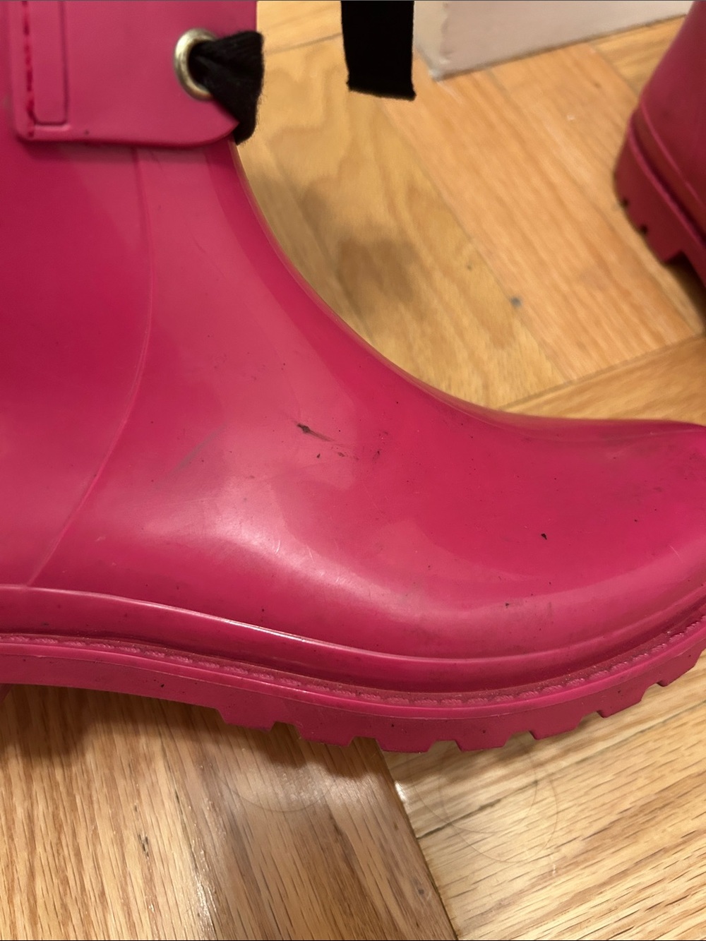 RED Valentino Hot Pink Lace-Up Rain Boots - Picture 5 of 16